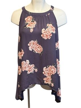 Torrid Womens Size 3 Floral Sleeveless Blouse Halter Neck Flowy Top Plus Size